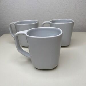Gourmet Settings GS White Ceramic Coffee Mugs Set of 3 Square Modern Handle 12oz